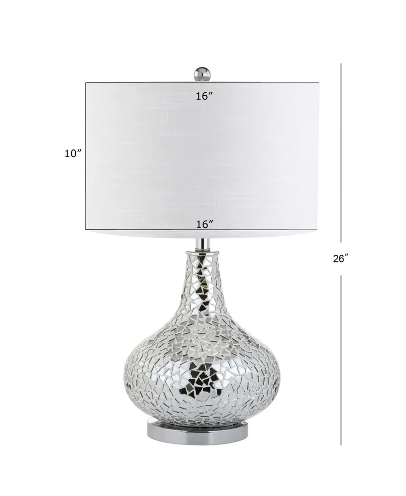 Jonathan Y Emilia Mirrored Mosaic Led Table Lamp - Silver