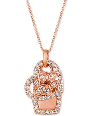 Le Vian Nude Diamond Heart & Paw 20" Pendant Necklace (1/3 ct. t.w.) in 14k Rose Gold