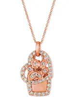 Le Vian Nude Diamond Heart & Paw 20" Pendant Necklace (1/3 ct. t.w.) in 14k Rose Gold