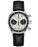 Hamilton Men's Swiss Automatic Chronograph Intra-Matic Black Leather Strap Watch 40mm