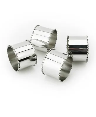 Classic Touch Nickel Napkin rings with Beaded Design