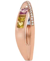 Multi-Sapphire (1-1/2 ct. t.w.) & Diamond (1/8 ct. t.w.) Ring in 14k Rose Gold