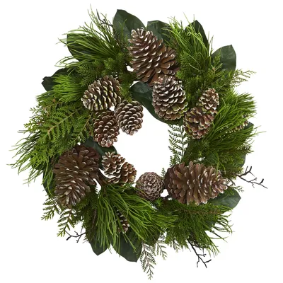 Nearly Natural 28" Pine Cone & Pine Artificial Wreath