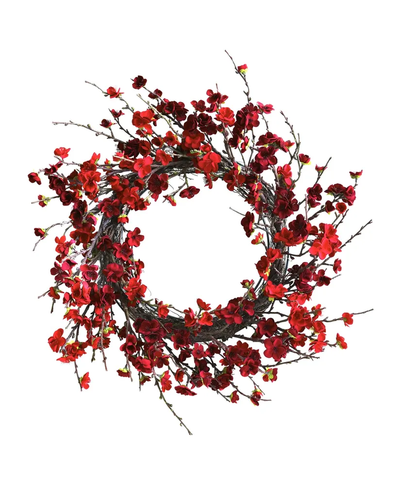 Nearly Natural 24" Plum Blossom Wreath