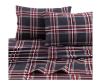 Tribeca Living Heritage Plaid 5-ounce Flannel Printed Extra Deep Pocket Queen Sheet Set