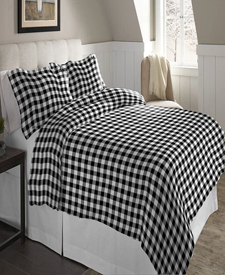 Pointehaven Buffalo Check Superior Weight Cotton Flannel Duvet Cover Set, King/California King