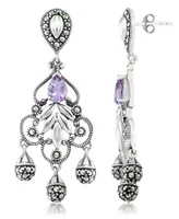 Amethyst (1 ct. t.w.) & Marcasite Chandelier Earrings in Sterling Silver