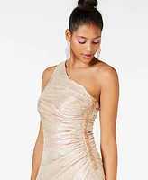 Calvin Klein One-Shoulder Metallic Gown