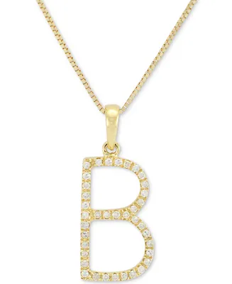 Diamond (1/10 ct. t.w.) Initial Pendant Necklace in 10k Gold, 16" + 2" extender