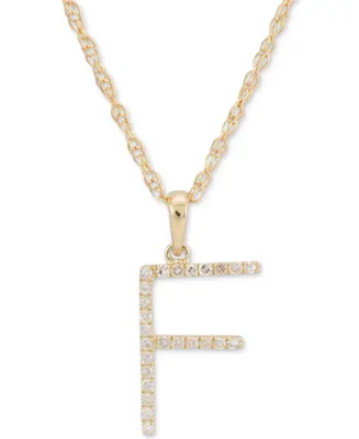 Diamond (1/10 ct. t.w.) Initial Pendant Necklace in 10k Gold, 16" + 2" extender