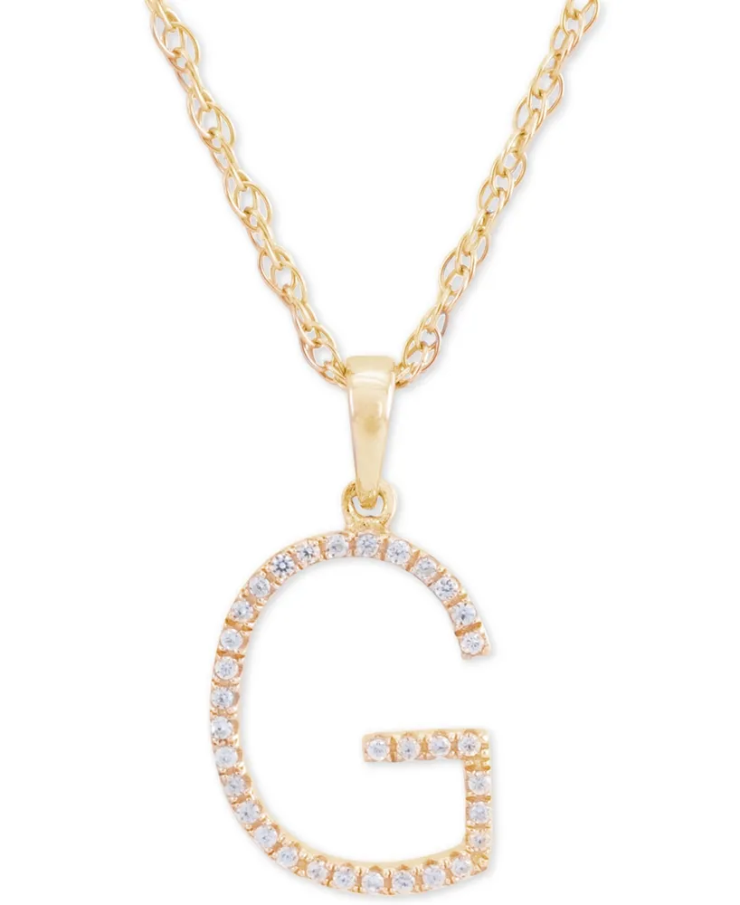 Diamond (1/10 ct. t.w.) Initial Pendant Necklace in 10k Gold, 16" + 2" extender