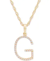 Diamond (1/10 ct. t.w.) Initial Pendant Necklace in 10k Gold, 16" + 2" extender