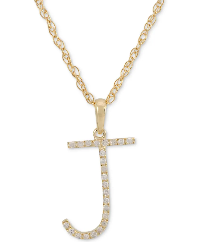 Diamond (1/10 ct. t.w.) Initial Pendant Necklace in 10k Gold, 16" + 2" extender