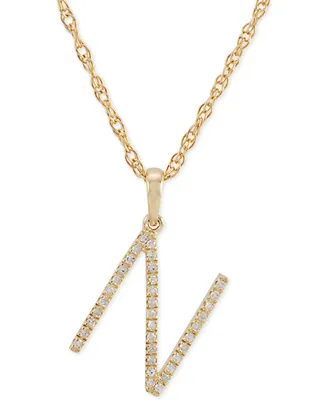 Diamond (1/10 ct. t.w.) Initial Pendant Necklace in 10k Gold, 16" + 2" extender