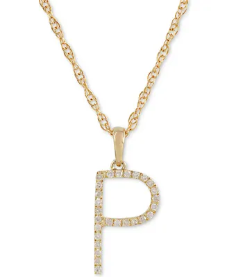 Diamond (1/10 ct. t.w.) Initial Pendant Necklace in 10k Gold, 16" + 2" extender