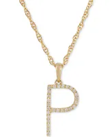 Diamond (1/10 ct. t.w.) Initial Pendant Necklace in 10k Gold, 16" + 2" extender