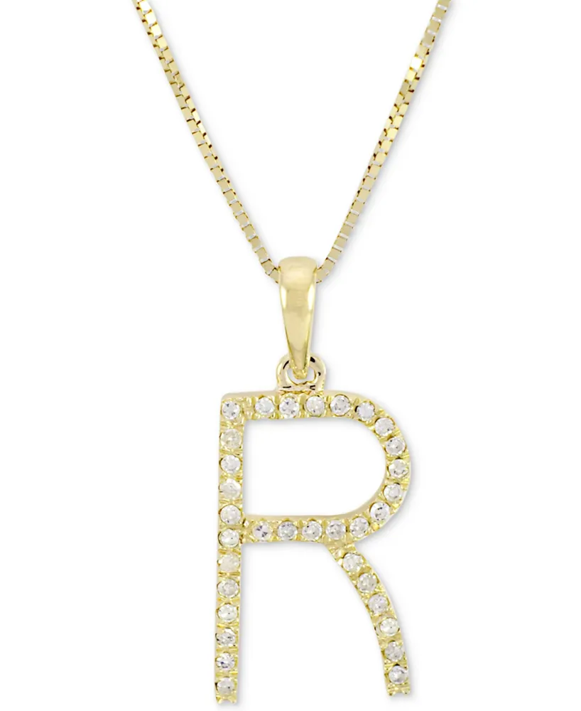 Diamond (1/10 ct. t.w.) Initial Pendant Necklace in 10k Gold, 16" + 2" extender