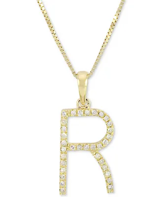 Diamond (1/10 ct. t.w.) Initial Pendant Necklace in 10k Gold, 16" + 2" extender