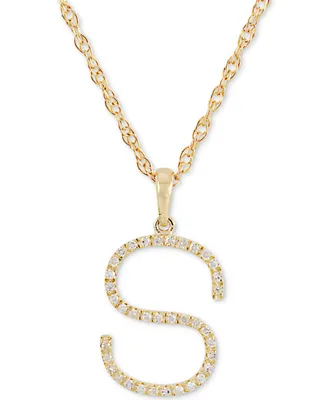 Diamond (1/10 ct. t.w.) Initial Pendant Necklace in 10k Gold, 16" + 2" extender
