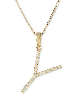 Diamond (1/10 ct. t.w.) Initial Pendant Necklace in 10k Gold, 16" + 2" extender