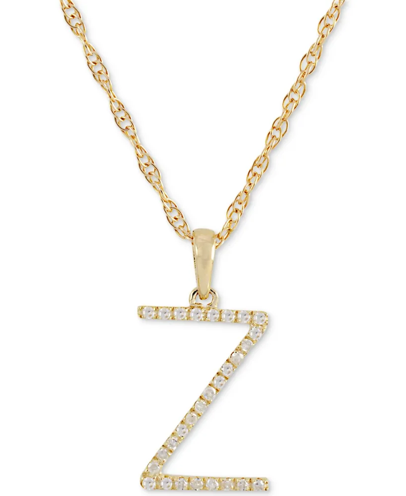 Diamond (1/10 ct. t.w.) Initial Pendant Necklace in 10k Gold, 16" + 2" extender