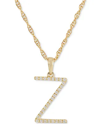 Diamond (1/10 ct. t.w.) Initial Pendant Necklace in 10k Gold, 16" + 2" extender