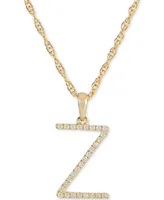 Diamond (1/10 ct. t.w.) Initial Pendant Necklace in 10k Gold, 16" + 2" extender