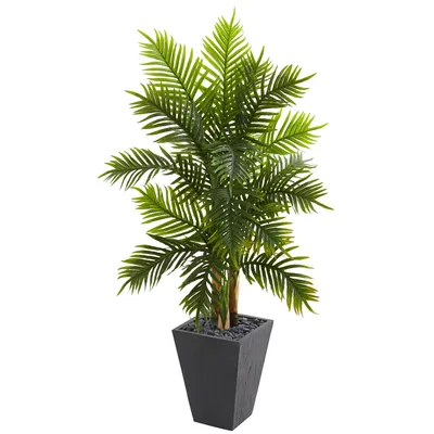 Nearly Natural 5.5' Areca Palm Artificial Tree in Slate Finished Planter