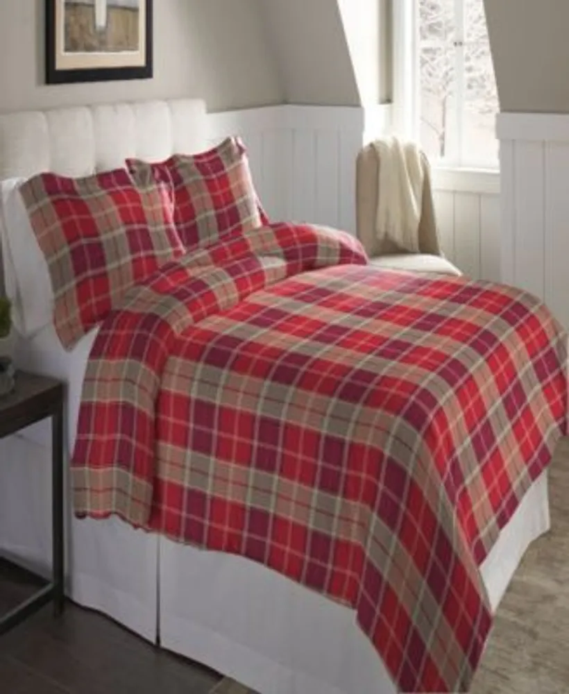 Pointehaven Piedmont Plaid Superior Weight Cotton Flannel Duvet Cover Set