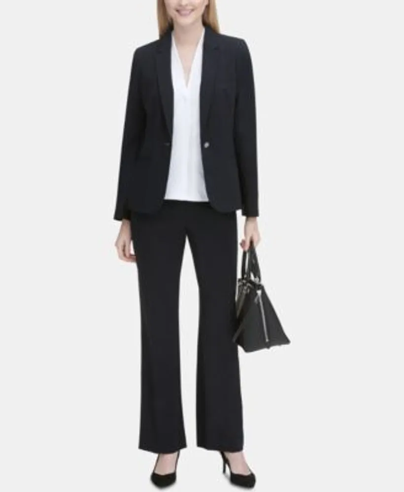 Calvin Klein One Button Blazer Pleated Blouse Trousers