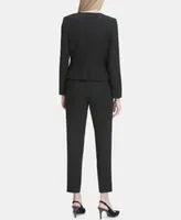 Calvin Klein Collarless Blazer Pleated Top Straight Leg Pants