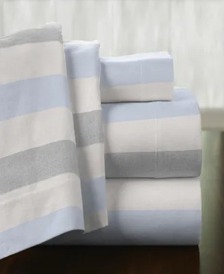 Pointehaven Savannah Stripe Superior Weight Cotton Flannel Sheet Set, King