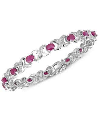 Ruby (7 ct. t.w.) and Diamond Accent Xo Bracelet in Sterling Silver