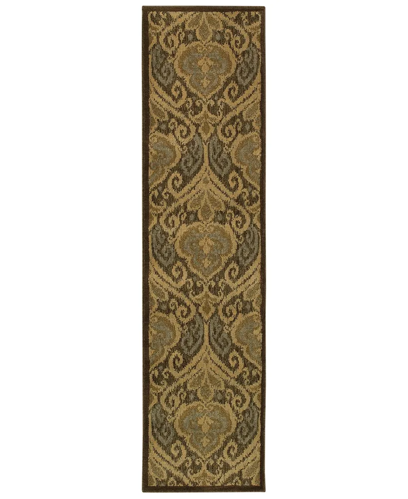 Closeout! Oriental Weavers Casablanca 4464A Green/Ivory 1'10" x 7'6" Runner Area Rug