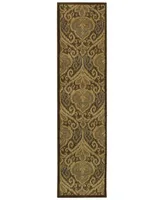 Closeout! Oriental Weavers Casablanca 4464A Green/Ivory 1'10" x 7'6" Runner Area Rug