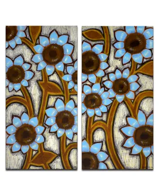 Ready2HangArt 'Turquoise Sunflowers' 2 Piece Floral Canvas Wall Art Set