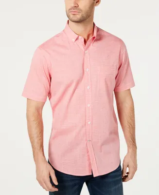Club Room Men's Texture Check Stretch Cotton Shirt, Created for Macy's
