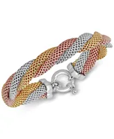 Mesh Twist Bracelet in Tri-Tone Sterling Silver