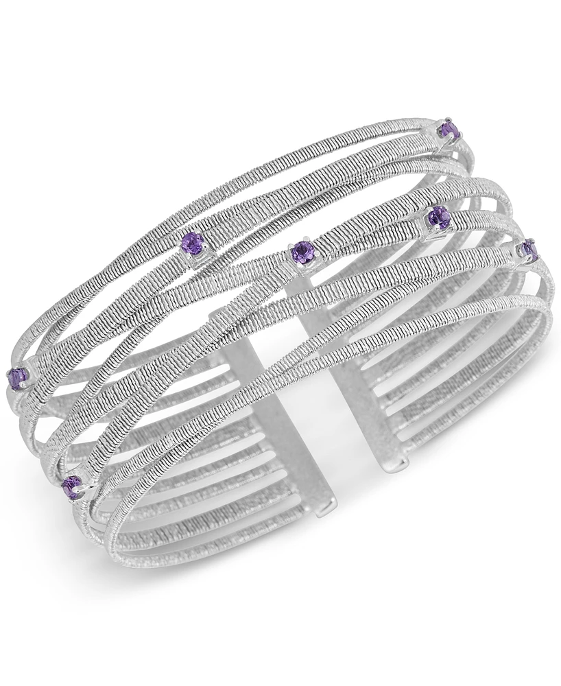 Swiss Blue Topaz Multi-Row Cuff Bracelet (3/4 ct. t.w.) Sterling Silver (Also Amethyst & Garnet)