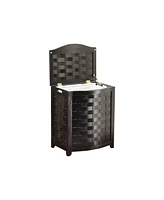 Oceanstar Bowed Front Veneer Laundry Wood Hamper with Interior Bag