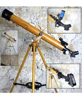 Cassini 800mm X 60mm Wood Grain Telescope and Smartphone Adapter and Slow Motion Rod