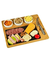 Picnic at Ascot Deluxe Bamboo, Slate Cheese Board, 3 Bowls, Multifunction Knife