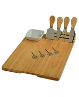 Picnic at Ascot Windsor hardwood Cheese Board Set -Tools, Cheese Markers, Bowl