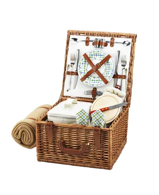 Picnic at Ascot Cheshire English-Style Willow Basket for 4 with Blanket