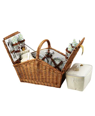 Picnic at Ascot Huntsman English-Style Willow Basket with Service for 4