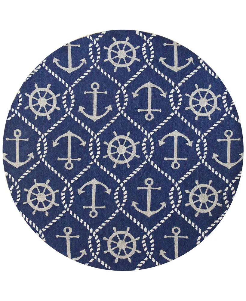 Kas Harbor Marina 4220 Navy 7'6" Indoor/Outdoor Round Area Rug