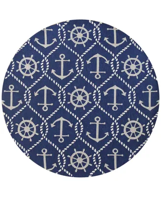 Kas Harbor Marina 4220 Navy 7'6" Indoor/Outdoor Round Area Rug