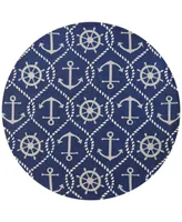 Kas Harbor Marina 4220 Navy 7'6" Indoor/Outdoor Round Area Rug