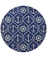 Kas Harbor Marina 4220 Navy Indoor Outdoor Area Rug