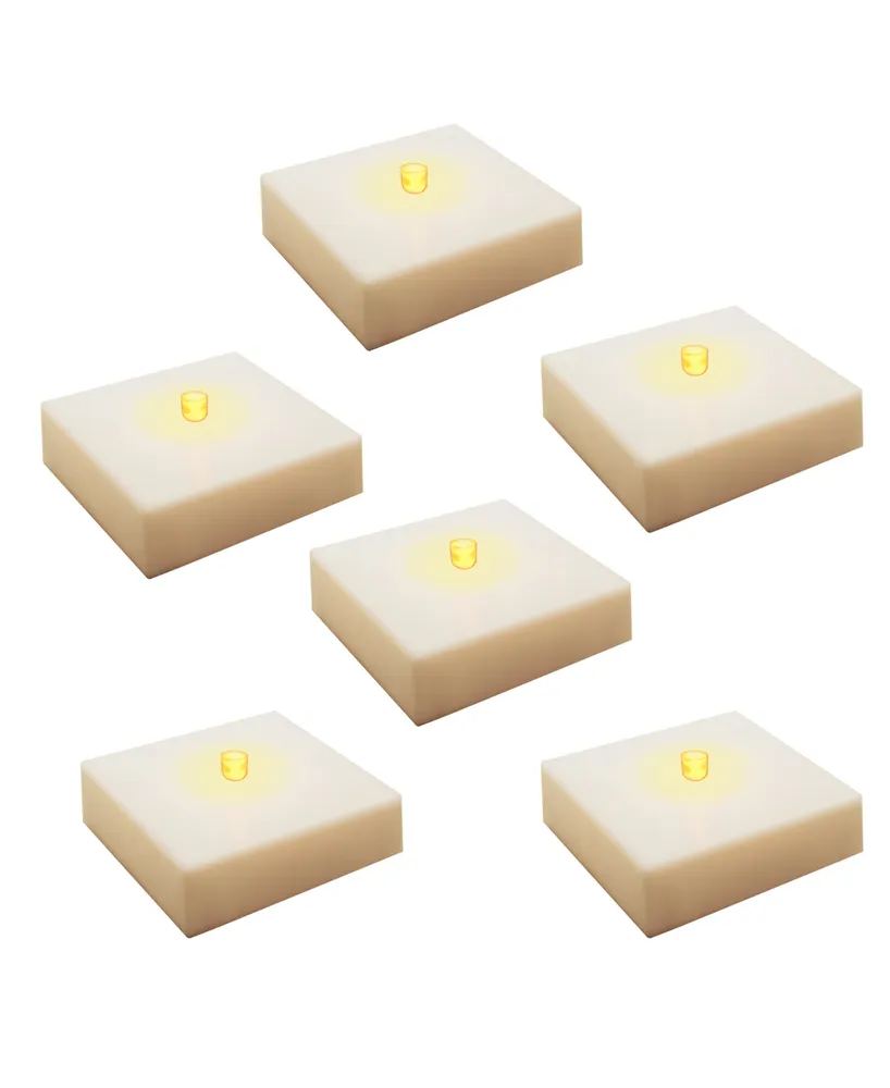Set of 6, Battery Operated LumaLite LED Lights - White - LumaBase